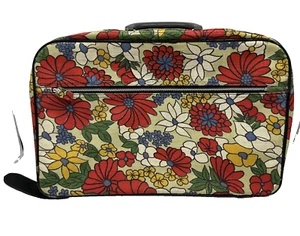 Maleta de mano K-Line 16" con patas de lona equipaje flores rojas cerraduras con cremallera - Imagen 1 de 20