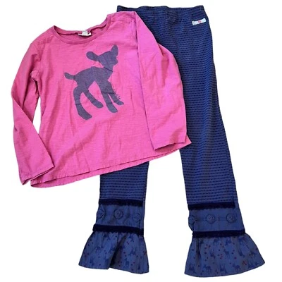 Conjunto Top y Pantalones Naartjie Niños Niñas Vintage XXXL 9 Ciervo Rosa y Púrpura Foto 1 de 4