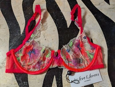 For Love & Lemons Shimmer Zinnia Underwire Bra 32B NWT, Unlined, Bright Colors - Image 1 of 4