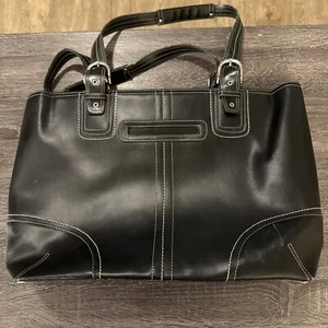 Franklin Covey Black Leather Work Laptop Bag Briefcase Tote Organizer 18 X 11 - Bild 1 von 12