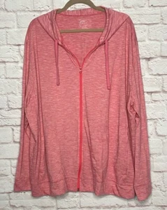 2X/3X/4X New Red White Chambray Hoodie Sweatshirt Track Jacket Knit Pockets Plus - Picture 1 of 12