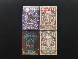 4 DECK BUNDLE: Grid Playing cards Limited Edition RARE LIMITED MAGIC CARDISTRY - Picture 1 of 5