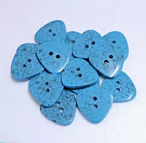 JHB Turquoise Blue Button 35mm 2 Hole Triangle Marble Effect Sewing Art Crafts - Picture 1 of 11