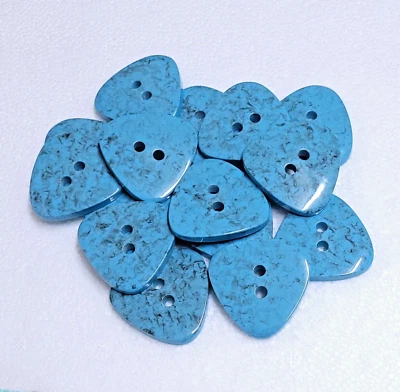 JHB Turquoise Blue Button 35mm 2 Hole Triangle Marble Effect Sewing Art Crafts - Image 1 of 4