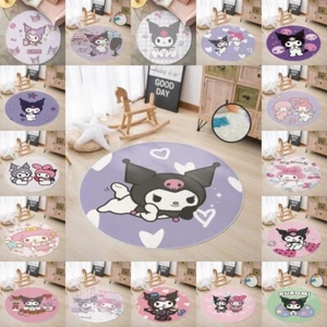 Cartoon My Melody Kuromi Plush Floor Mat Rug Nonslip Round Doormat Carpet Decor - Picture 1 of 30