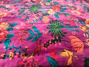 Tela suave de terciopelo estampada floral vestido indio tela tapicería de costura - Imagen 1 de 6