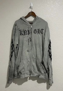 Jaded By Knight Hoodie Sweatshirt Adult Size 3XL Full Zip Gray Skulls Mens - Picture 1 of 13