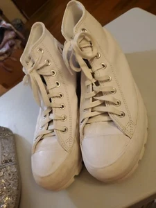 Converse CTAS Women's Size 11 Triple White Leather Hi-top Sneakers 567165C - Picture 1 of 9