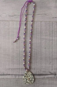 Collana con ciondolo in diaspro viola rosa Lola PINk gemma regalo - Foto 1 di 12