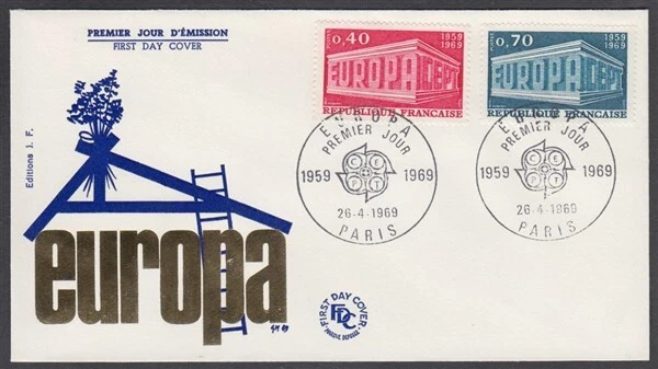 FRANCE 1969 EUROPA CEPT SET ON FDC LARGE EUROPA IN GOLD CACHET (ID:349/D14872) - Image 1 of 1