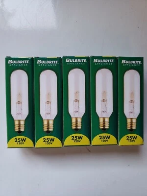 Lot of 5! Bulbrite 707125 Tubular Lamp Bulb 25W, 120V, T6, Clear, Candelabra  - Image 1 of 4
