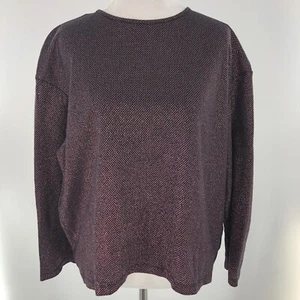 Zara Girls Burgundy & Black Metallic Long Sleeve Crew Neck Top Size 13/14 - Picture 1 of 12