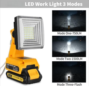 25W Floodlight LED Work Light for Dewalt 20V 60V Battery Flashlight with 2 USB - Picture 1 of 9