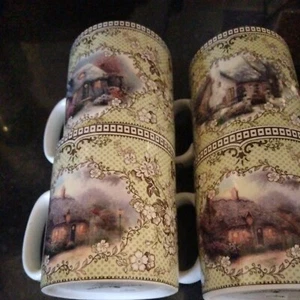Spode Thomas Kinkade Inspired Home COTTAGE Primary 3-3/8" Mug Set of 4 - Picture 1 of 8