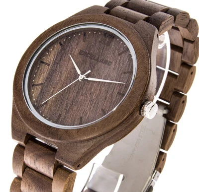 Excellanc Holzuhr Herrenuhr 45mm Walnussholz Holzarmband Holzboden - Bild 1 von 3