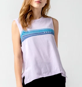 ROXY WOMEN'S LAVENDER SLEEVELESS COTTON CROPPED WAVEY TANK TEE Sz XL - Picture 1 of 4