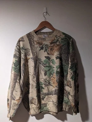 Sudadera X-Large Vintage Años 90 Camuflada Exterior Hojas Naturaleza Jerzees Foto 1 de 3