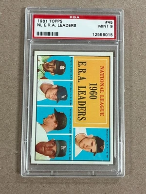 Topps E.R.A. 1961 Leaders Drysdale #45 Clasificado PSA 9 COMO NUEVO Foto 1 de 2