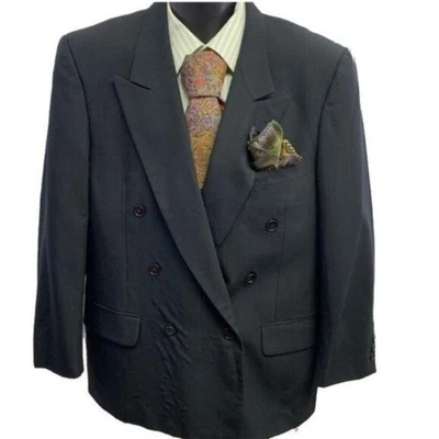 Blazer masculino 42S atlético Paulo Solari terno jaqueta listra de giz peito duplo - Imagem 1 de 4