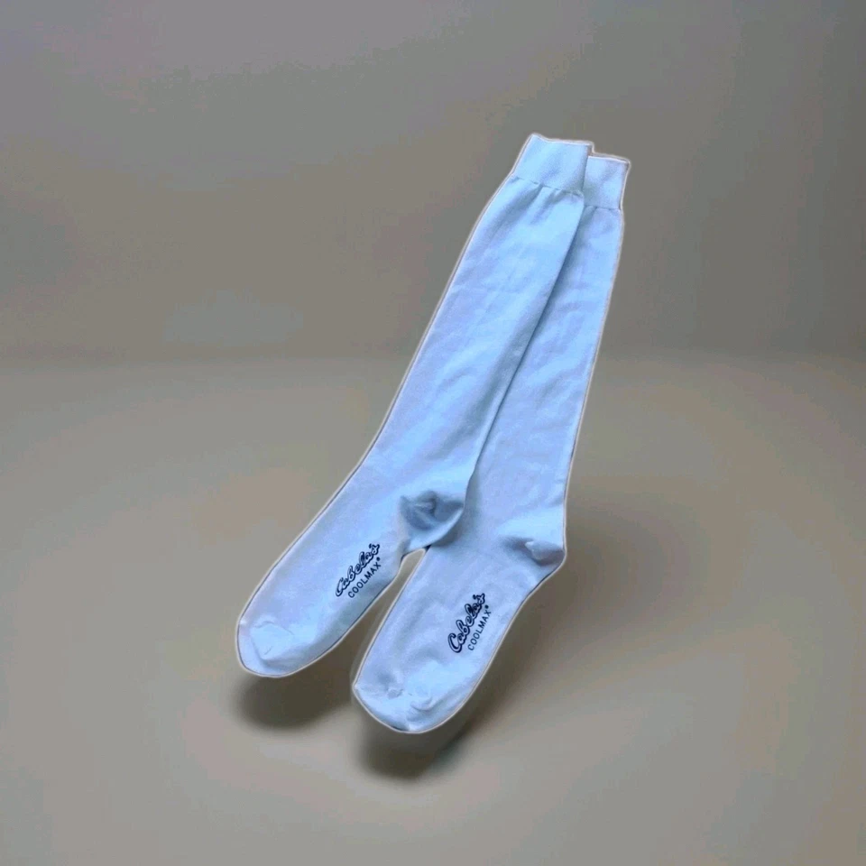 New Cabela's Mens Over-The-Calf COOLMAX Liner Socks White "Stay-up" Design SZ L - Image 1 of 4