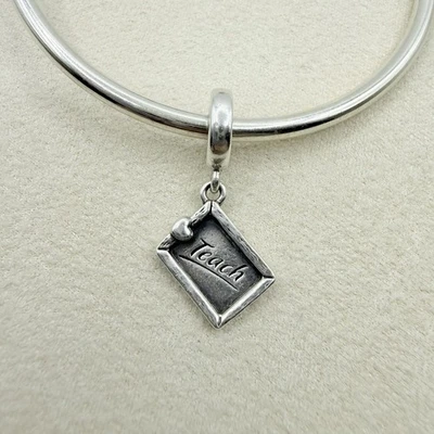 Pandora Sterling Silver Retired Teacher Chalkboard Dangle Charm Bead Educator - Image 1 of 4