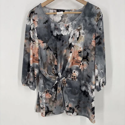 Camiseta deportiva Bali para mujer XXL gris floral acanalada cómoda elástica carrera iglesia Foto 1 de 4