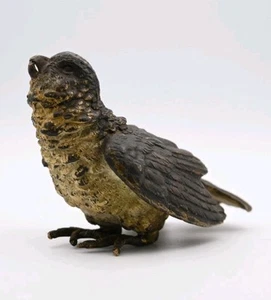 Antiguo travesaño de pájaro de bronce pintado en frío austriaco Bergman fino vintage - Imagen 1 de 8