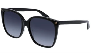 Gucci GG0022S-001 Oversized Black Square Sunglasses with Grey Lenses - Picture 1 of 3