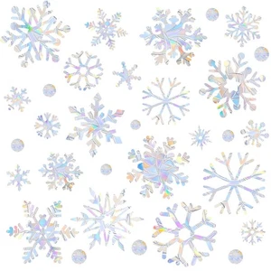 216 piezas Adhesivos de Ventana de Copo de Nieve de Navidad para Decoraciones de Ventanas de Vidrio, 8 Ella... - Imagen 1 de 9