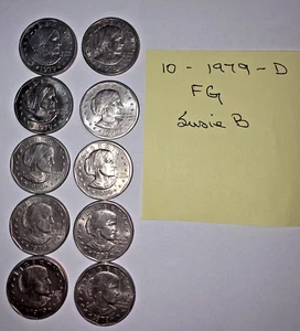 10 USA 1 Dollar Münzen Susie B Anthony 1979 - D GF Liberty - Bild 1 von 6
