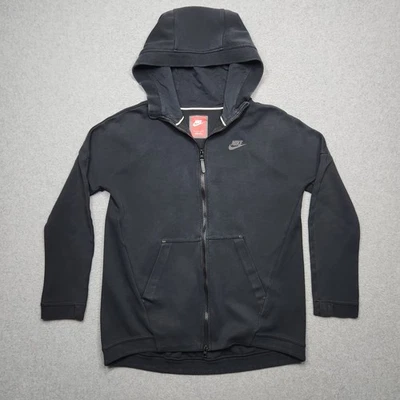 Chaqueta polar Nike Tech para mujer pequeña negra cremallera completa sudadera con capucha elástica activa Foto 1 de 4