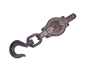 Vintage BTC 2 Double Swivel Wheel Pulley Hook Metal Roller Farm Barn Tool #4 - Picture 1 of 9
