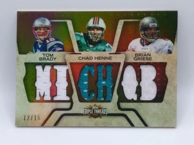 2008 Topps Triple Threads Triple Relic Michigan QB's #12/15 Tom Brady Jersey # - Image 1 of 2