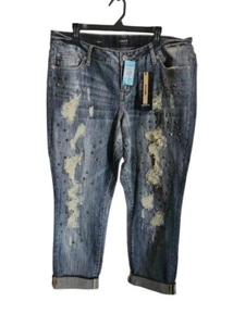 Torrid Damen Premium Boyfriend Distressed Nieten Jeans Gr. 18 *Neu mit Etikett* - Bild 1 von 4