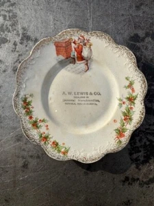 RARE Antique A W Lewis & Co. Store Dealer Christmas Advertising Plate Bowdle SD - Picture 1 of 2