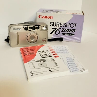 Canon Sure Shot 76 Zoom Date 35mm Point & Shoot Film Camera w/Box FOR PARTS ONLY - Image 1 of 4