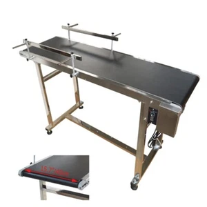 110V PVC Belt Conveyor Machine w/ Double Guardrails 59" Length 15.7" Width 120W - Picture 1 of 10