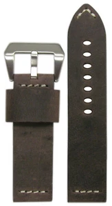 26mm XL Panatime Desperado Brown Vintage Leather Watch Band w White Stitching - Imagen 1 de 1