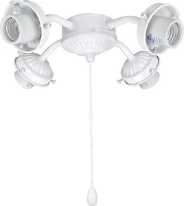 22003-21, Four-Light Ceiling Fan Fitter Light Kit with Pull Chain, Painted White - Picture 1 of 12