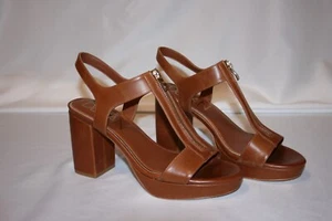 DELTAN Women strappy platform heel tan zipper front size 11 - Picture 1 of 5