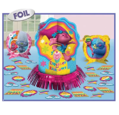 Kit de decoración de mesa de amapola Trolls suministros de fiesta de cumpleaños pieza central ~ 23 piezas. Foto 1 de 4
