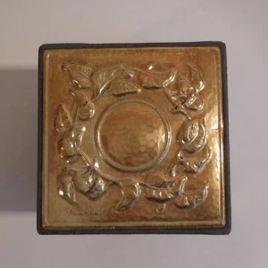 Coffret argent doré bleu jaune or vintage art nouveau fait main Italie N3948 - Picture 1 of 12