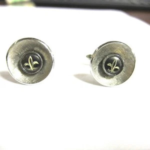ETCHED SILVER TONE CUFFLINKS BY SWANK EACH ONE IS 3/4" ROUND VERY GOOD CONDITION - Picture 1 of 5