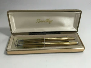 VINTAGE BRADLEY Gold-Plated Pen & Pencil Set Original Box Engraved NAOMI BERRY - Picture 1 of 9