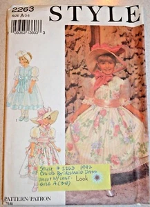 Style #2263 Uncut Girls Size 3-8 Bridesmaid Dress Pattern Sash Lace Gather Skirt - Picture 1 of 4