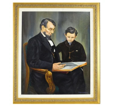 James E Barling pintura al óleo retrato de Abraham Lincoln & Son Foto 1 de 4