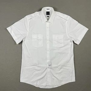Brooks Brothers Shirt Mens 17 White Netjets Pilot Aviator Short Sleeve NEW TAGS - Picture 1 of 11
