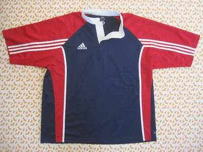 Maillot Rugby Adidas entrainement rouge et bleu années 2000 Vintage - XXL - Photo 1/4