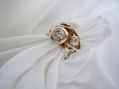 Anillo artesanal de cristal de diamantes de plata esterlina Foto 1 de 4