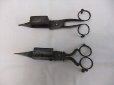 Antique Candle Wick Trimmer Scissors x 2 Patent V R Crown logo on one